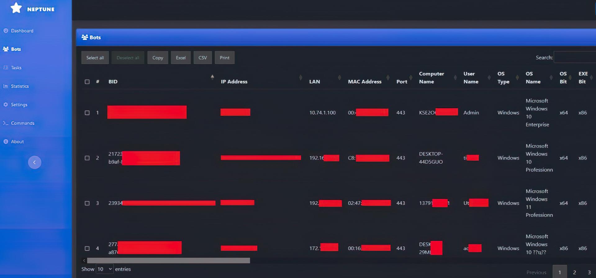 Neptune Loader: Exposing the Hidden Realms of
      Malware Command And Control / Vulnerability that exposes affected machines